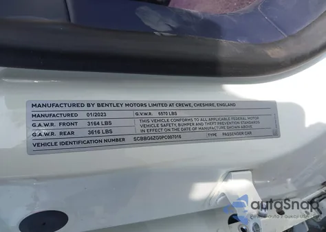 2023 Bentley Flying Spur Azure/Mulliner V8/S z USA, uszkodzony, nr VIN SCBBG6ZG0PC007016